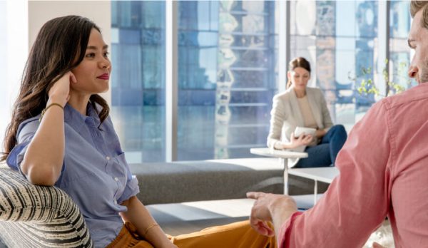 Teknion Showroom Colleagues Making Conversation