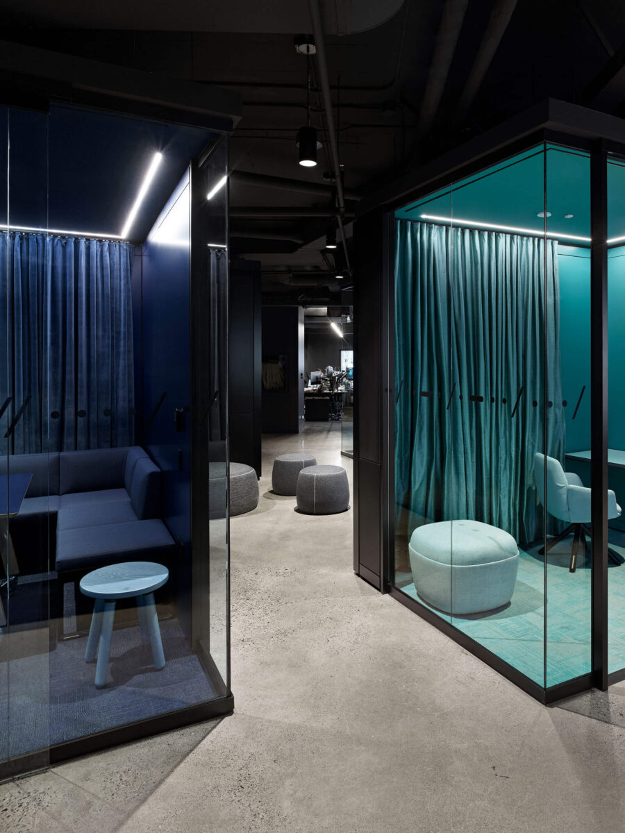 The Smart City Sandbox Blue Saturated Box Large Meeting Room with Teal Box