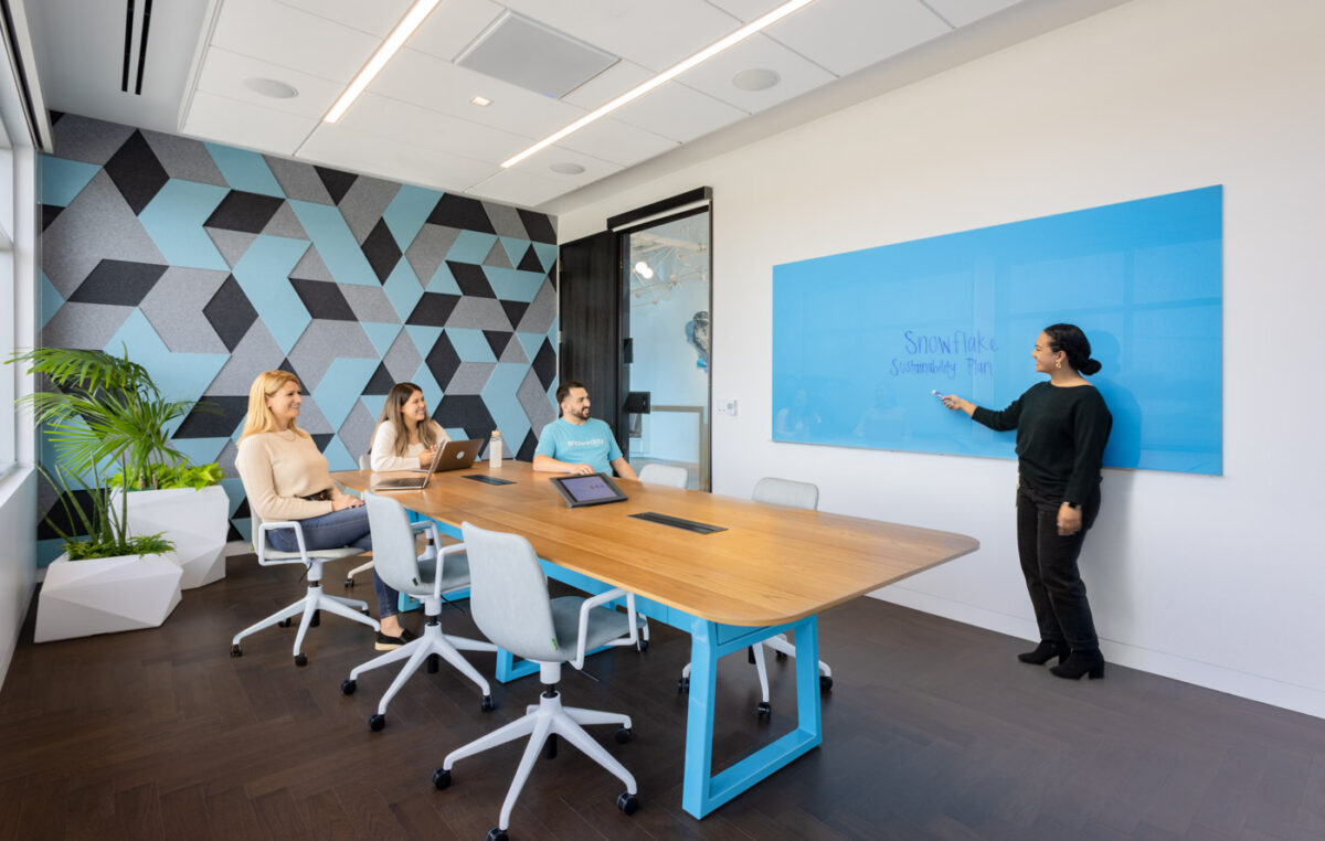 Snowflake San Mateo meeting area furnished by The Collective