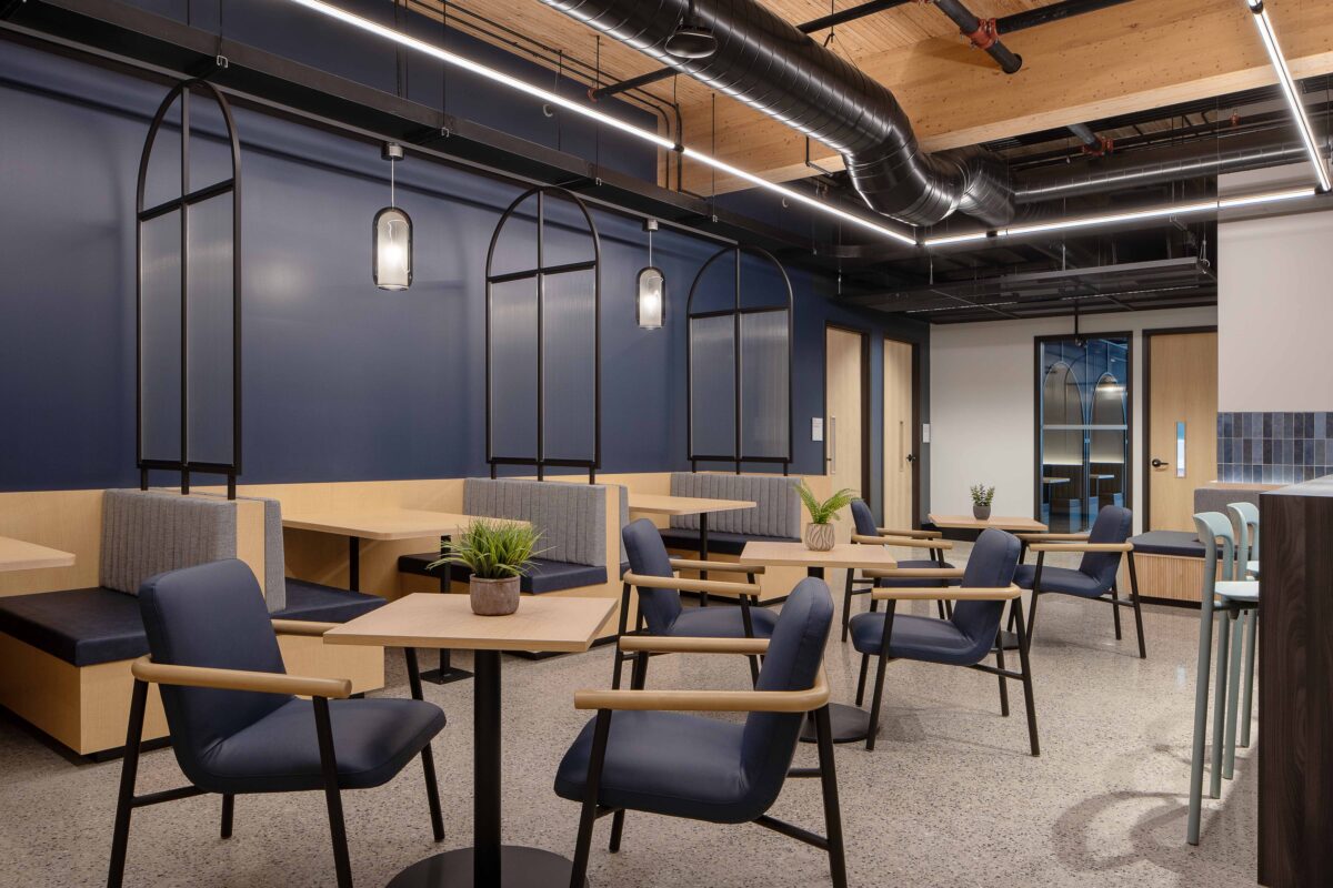 Conestoga College Cafe Close Up with Teknion Seating and Banquettes