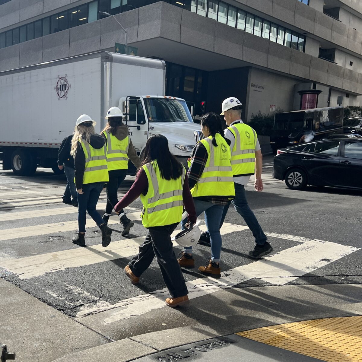 Group of women in construction safety gear